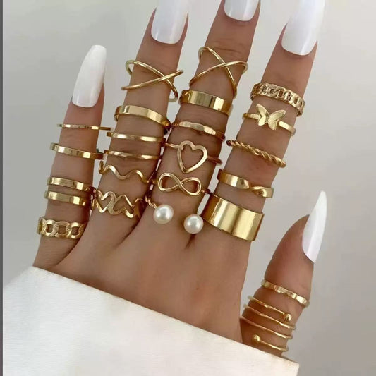 Women's Opening More Than Knuckle Suit Sets Love Heart-shaped Design Sense Ring