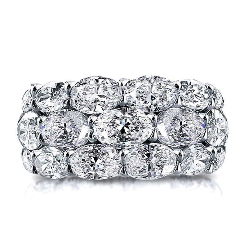 Innovative Luxury Stackable Three-row Zircon Fair Rings