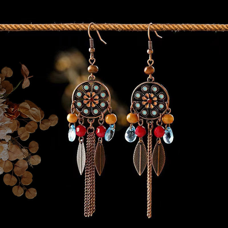 Ethnic Style Long Fringe Exotic Holiday Trip Earrings