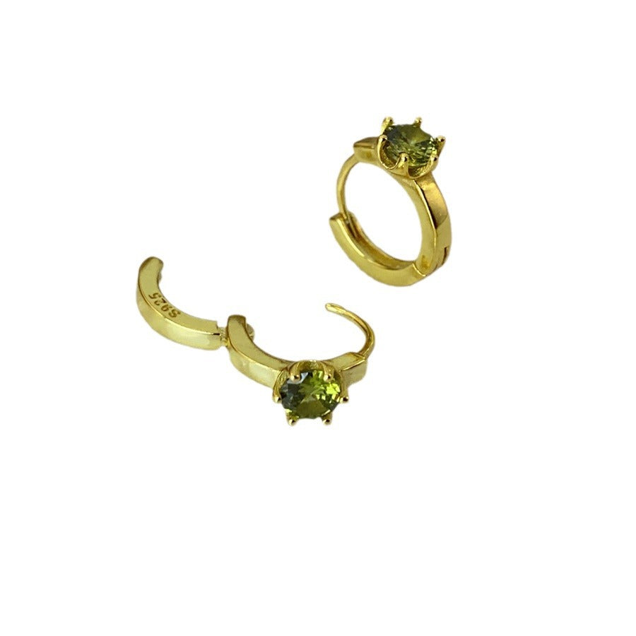 Sier Geometric Square Zircon Female Earclip Earrings