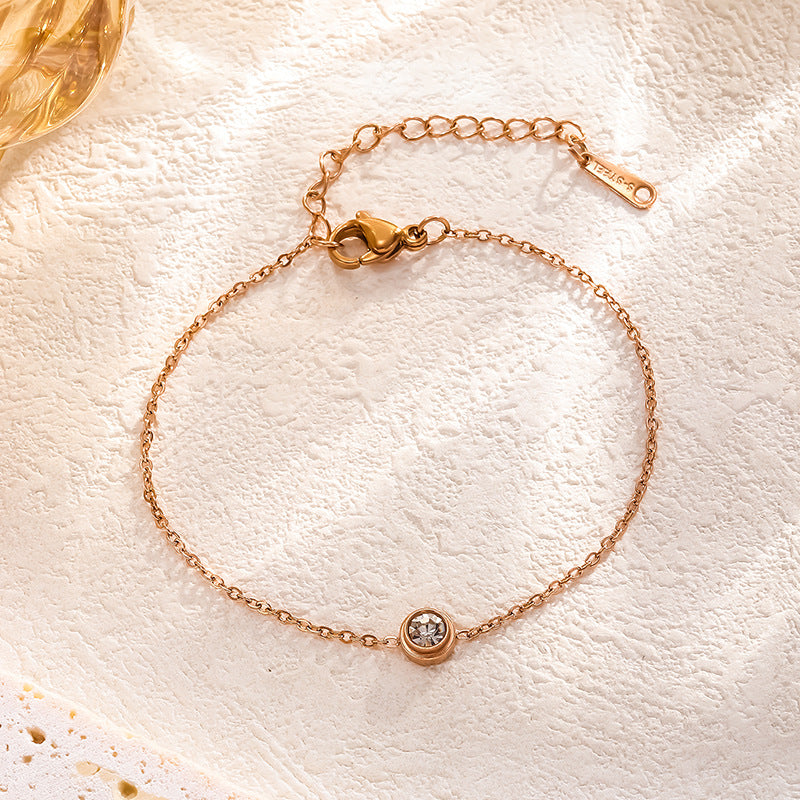 Steel Gold Diamond Fashion Simple Single Adjustable Bracelets