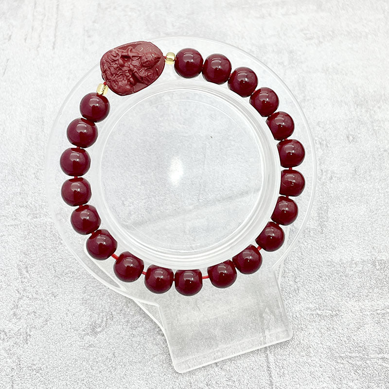 Purple Gold Cinnabar Eight Patron Saints Life Couple Bracelets