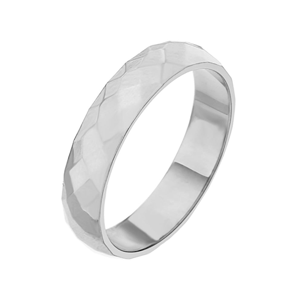 Design Sense Minority Simple Stainless Steel Wheat Rhombus Batch Flower Rings