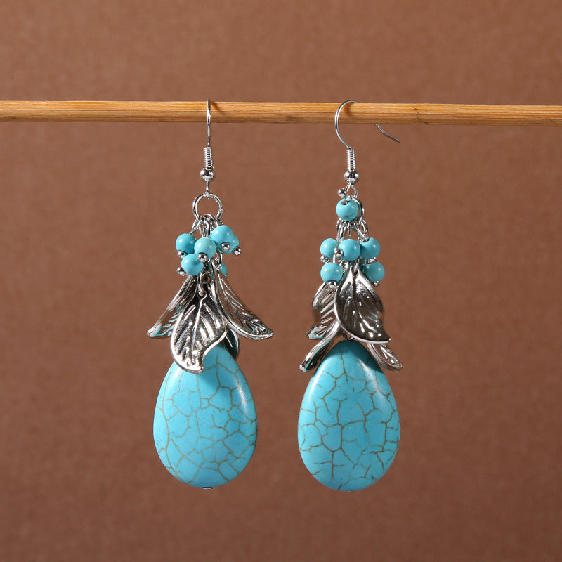Tassel Turquoise Retro Minority Ethnic Style Graceful Personality Tibetan Earrings