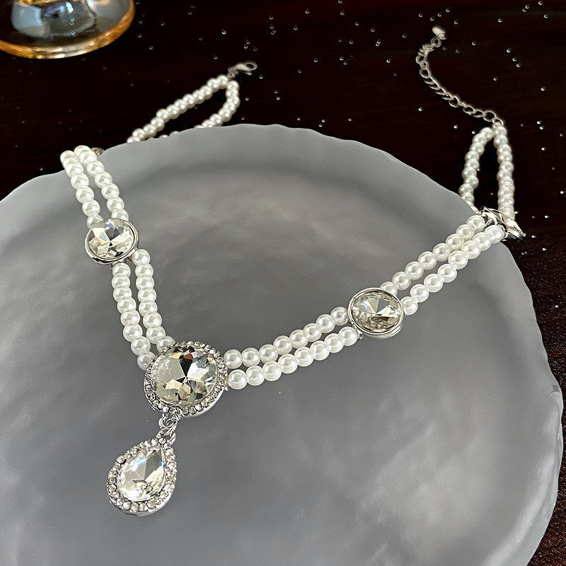 Pearl Short Design Rhinestone Collar Temperament Necklaces