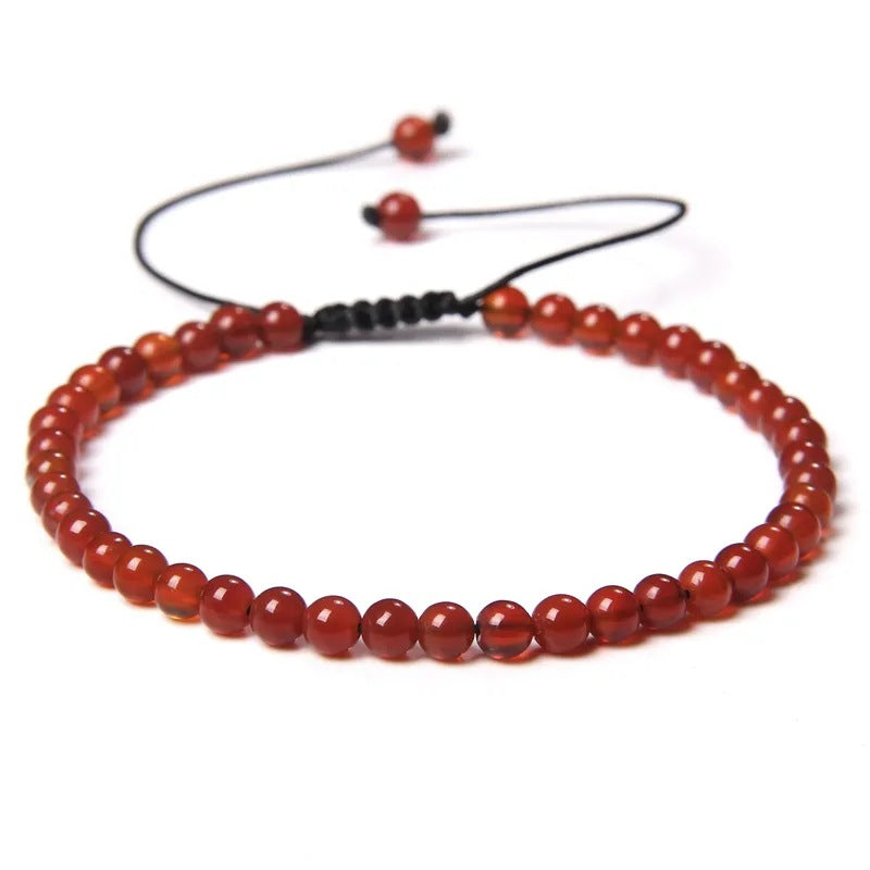 Agate Stone Braided Adjustable Gemstone Beads Bracelet