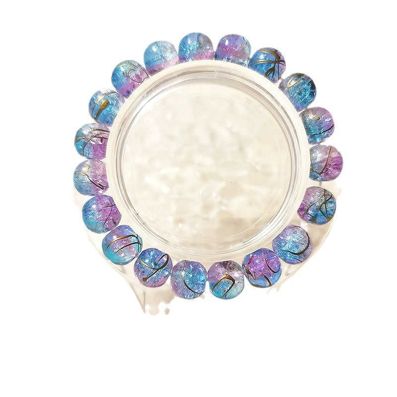 Purple Brushed Floral Beads Female Hand Toy Bracelet