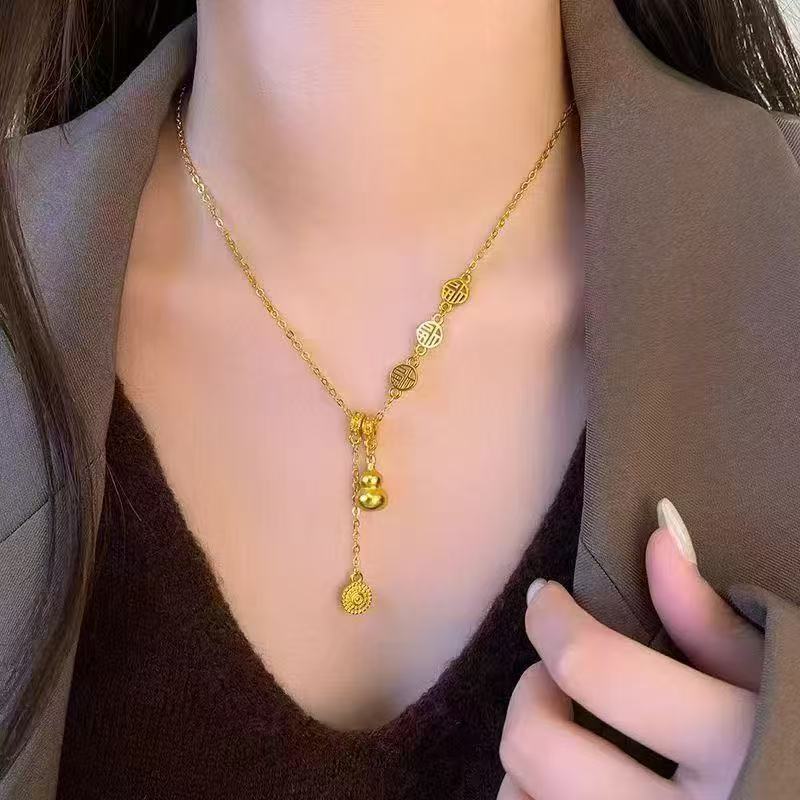 Women's Gourd Tassel For Design High-grade Ancient French Fu Character Lucky Necklaces