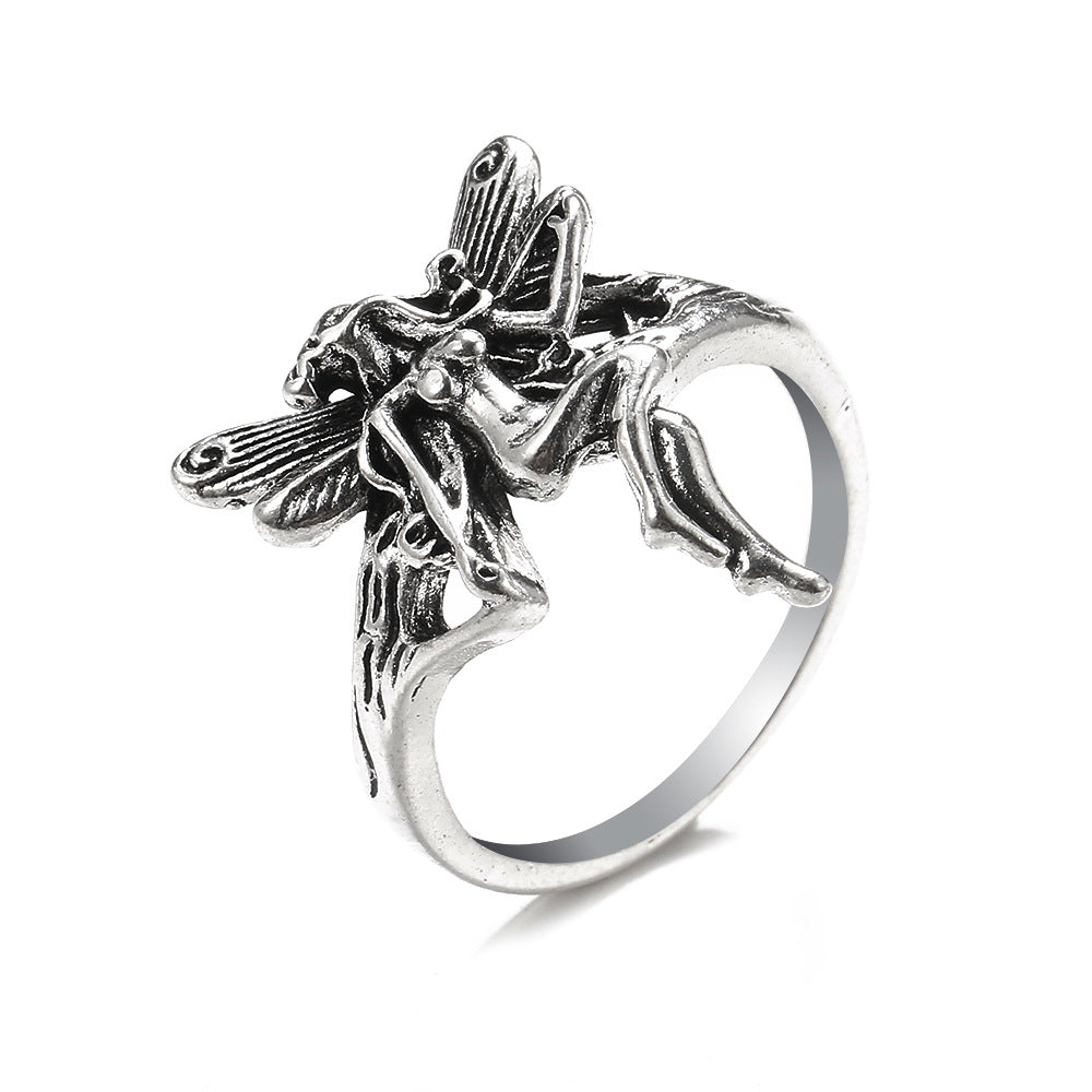 Knuckle Female Personality Rose Skull Spider Rings