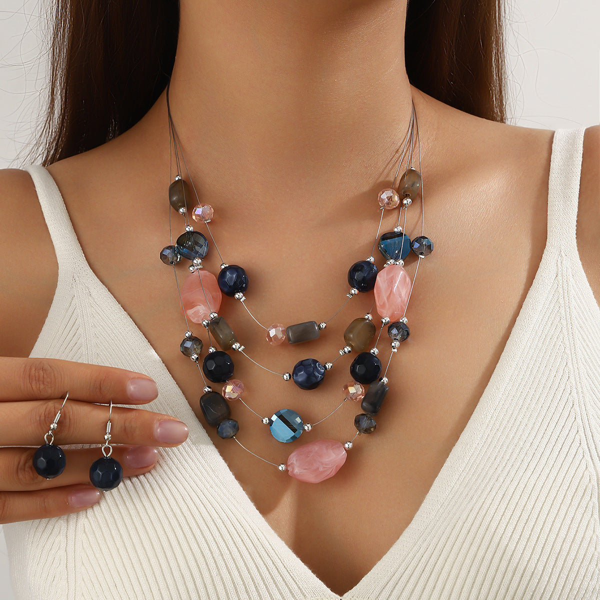 Colorful Beaded Turquoise Fashion Elegant High-grade Jewelry Set