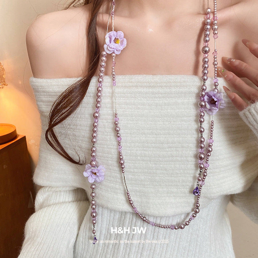 Fabric Flower Tassel Vacation Style Sweet Fresh Necklace