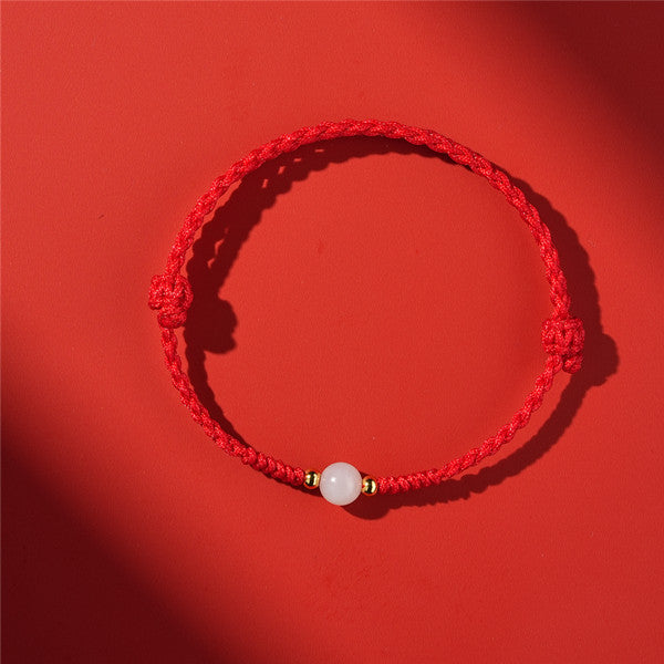Life Red Rope Woven Cinnabar Jade Ethnic Style Advanced Bracelets