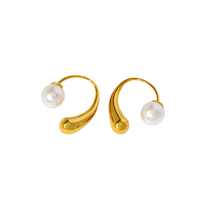 Women's French Simple Vintage Gold-plated Pearl Heart-shaped Rings