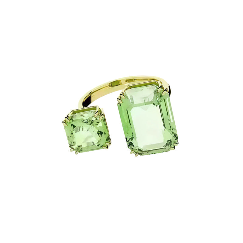 Simple Square Diamond Open Elegant High Sense Rings
