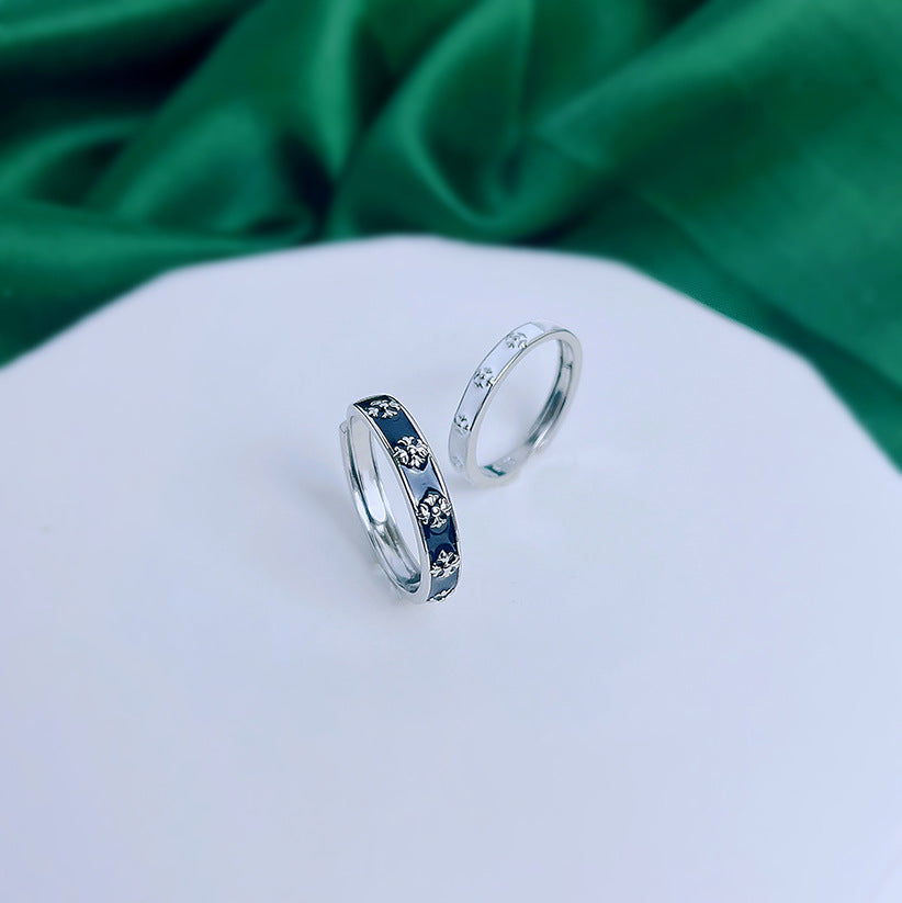 Women's & Men's Couple Personality Luxury Niche Flower Pattern Long-distance Ring