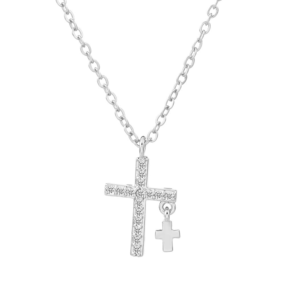 Full Diamond Cross Female Creative Design Geometric Necklaces