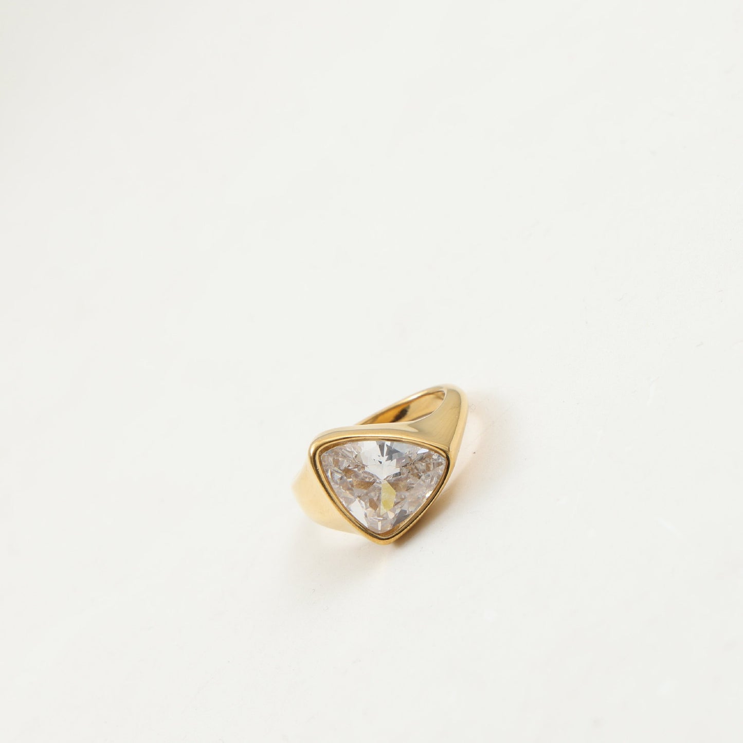 Large Triangle Shaped Zircon Titanium Steel Gold Bracelet