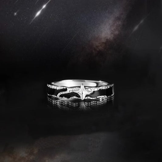 Men's Metal Fashion Dark Style Epoxy Asterism Open Ring