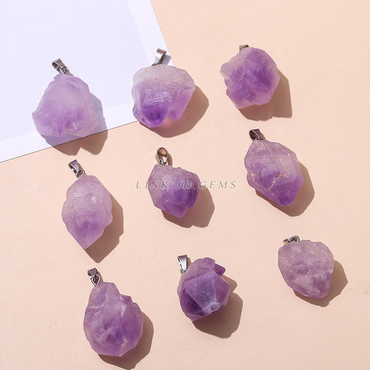 Jewelry Natural Amethyst Flower Rough Stone Pendants