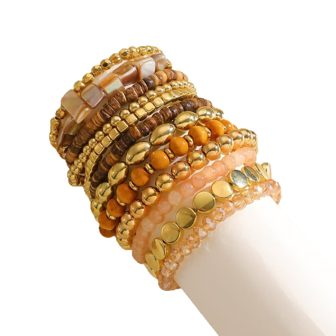 Bohemian Wooden Bead Glass Beaded Vintage Commuter Ethnic Style Bracelet