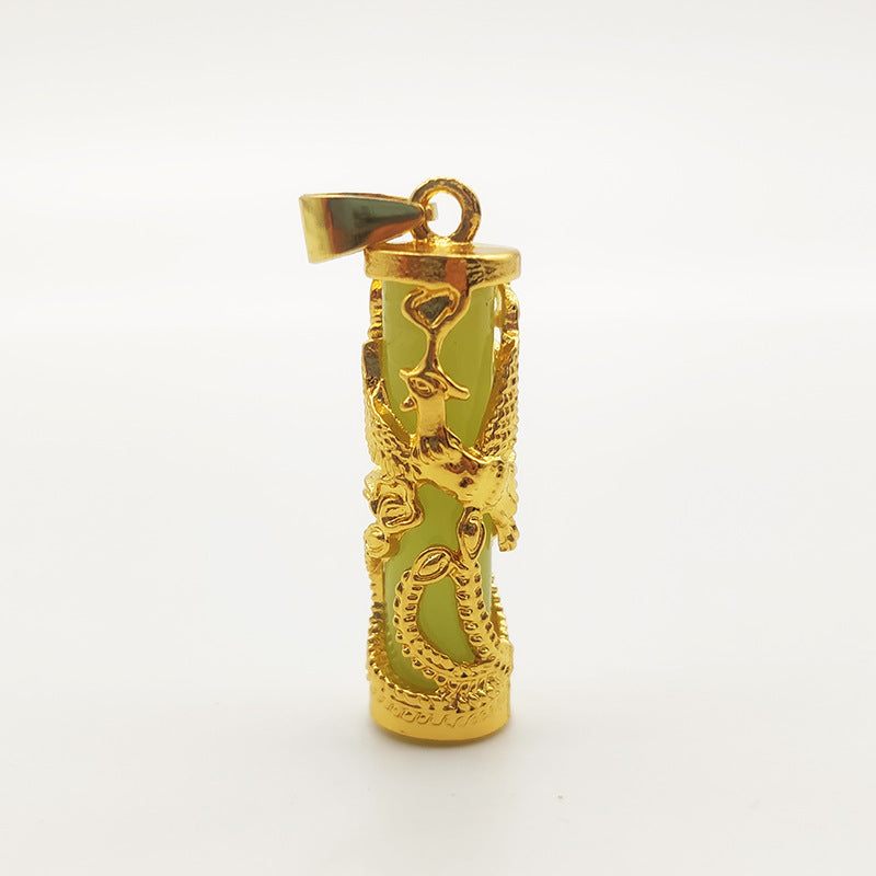 Women's & Men's Luminous Stone Phoenix Pillar Golden Dragon Column Accessories Jewellery Pendants