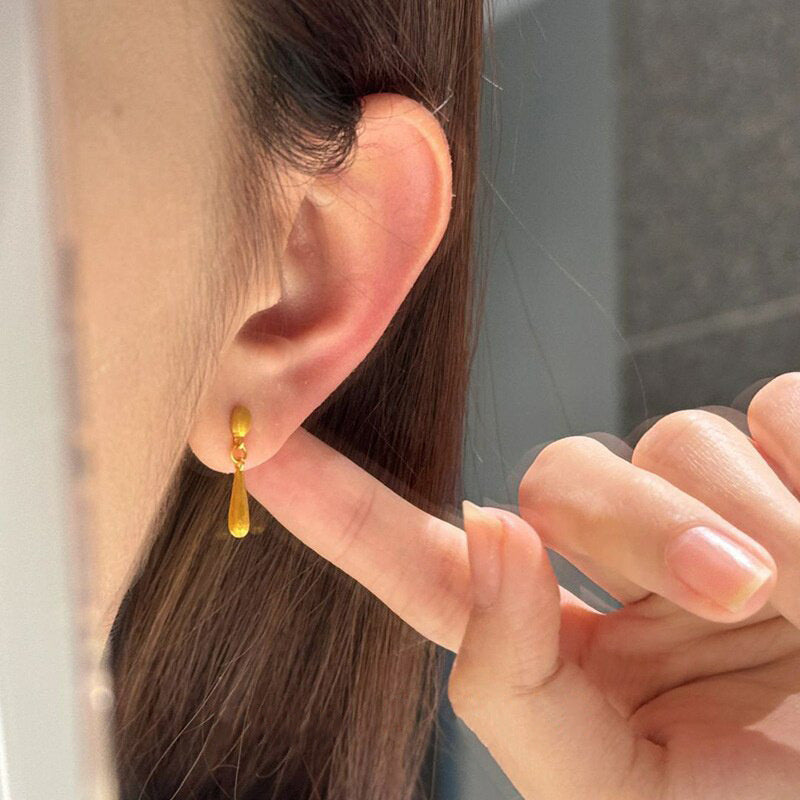 Women's Frosted Gold Water Drop Ear Light Luxury Temperament Unique High Earrings