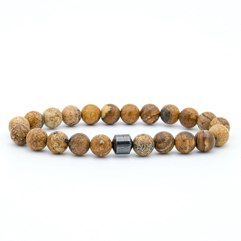 Men's Natural Haematite Handmade Beaded Volcanic Rock Bracelets