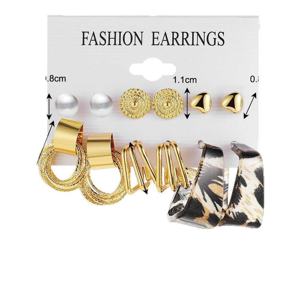 Leopard Print Geometric Circle Love Vintage Winding Earrings