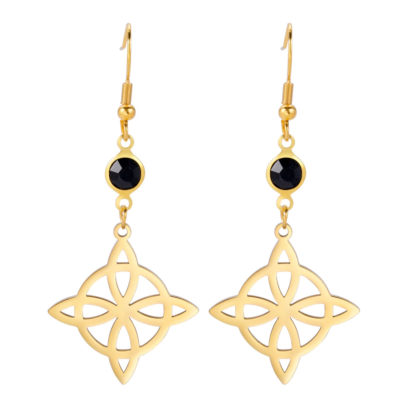 Personality Trend Girlfriends Real Gold Plating Witch Knot Shape Stainless Earrings