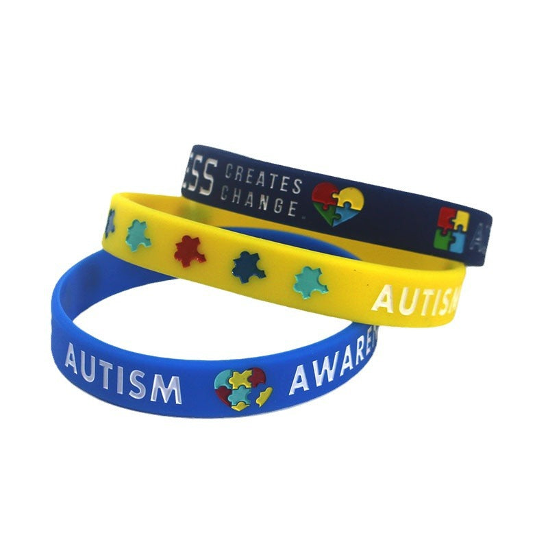 Concave Printing Color Filling Puzzle Incentive Propaganda Body Healthy Silicone Bracelet