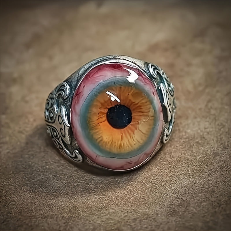 Exaggerated Realistic Red Eye Opening Domineering Retro Ring