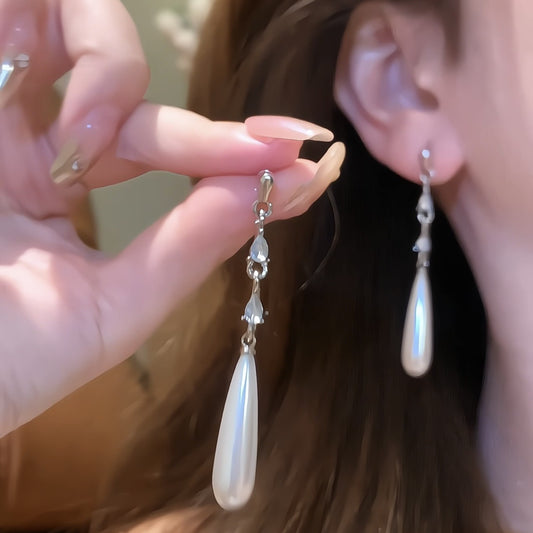 Women's Water Drop Chinese Style Long Light Earrings
