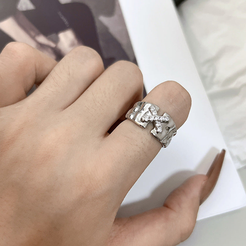 Style Sense Of Design Letter X Inlaid Rings