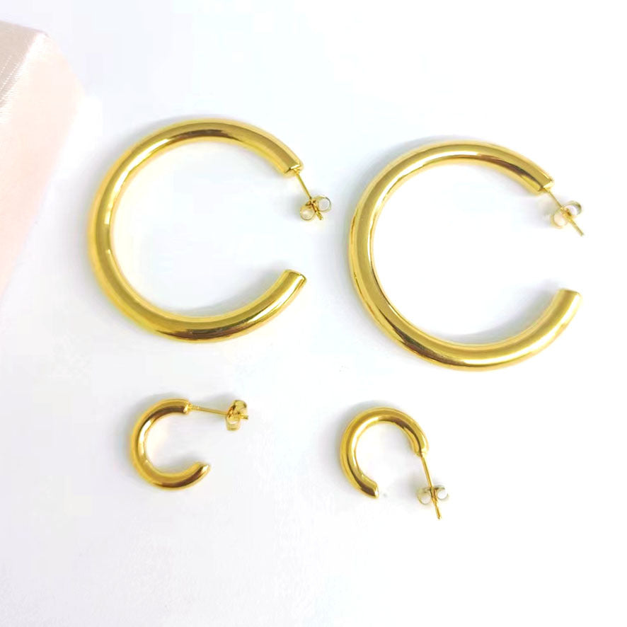 Shaped Stainless Steel Gold High-grade Simple Earrings