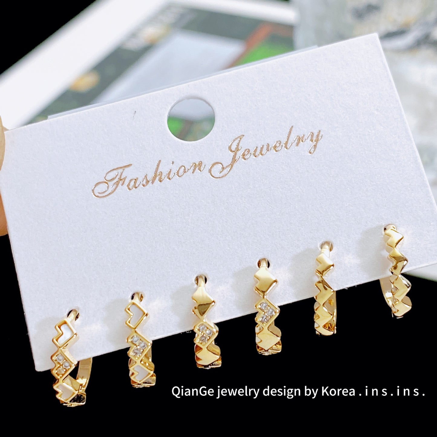 Golden Light Luxury Three Pairs Clip Temperament Wild High-grade Sense Ear Buckle