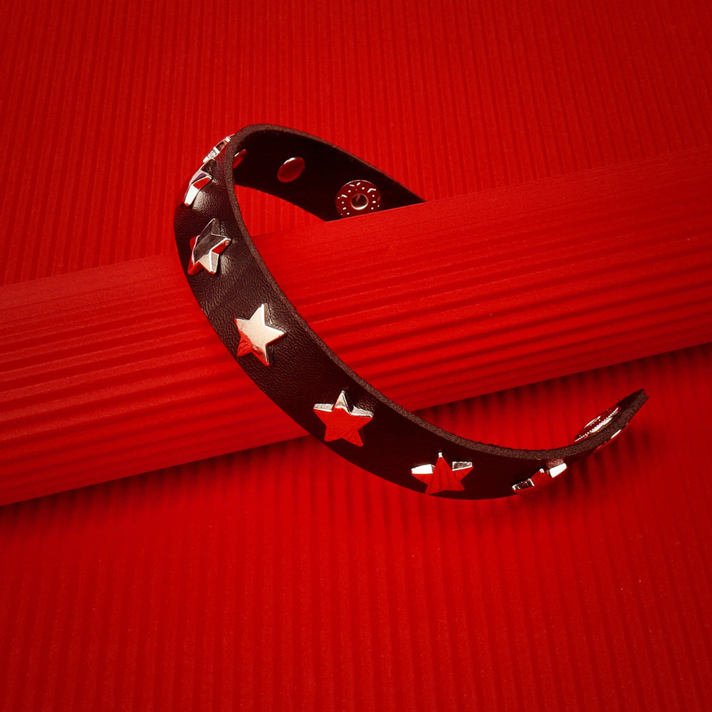 Punk Rivet Leather Personality Simple Brace Bracelet