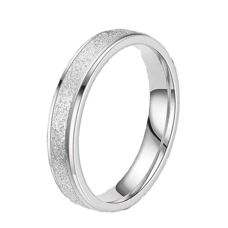 Stainless Steel Female Simple Cool Little Finger Titanium Frosted Ring