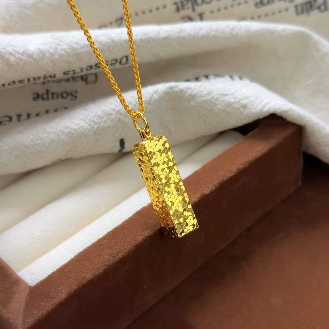Women's & Men's Small Gold Bar Light Luxury Brick Necklaces