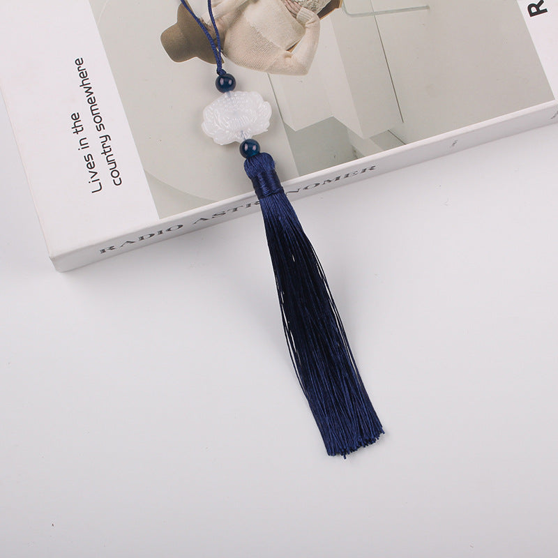 Jade Lotus Tassel Fringe Kunlun Fan Cheongsam Jewelry Accessories