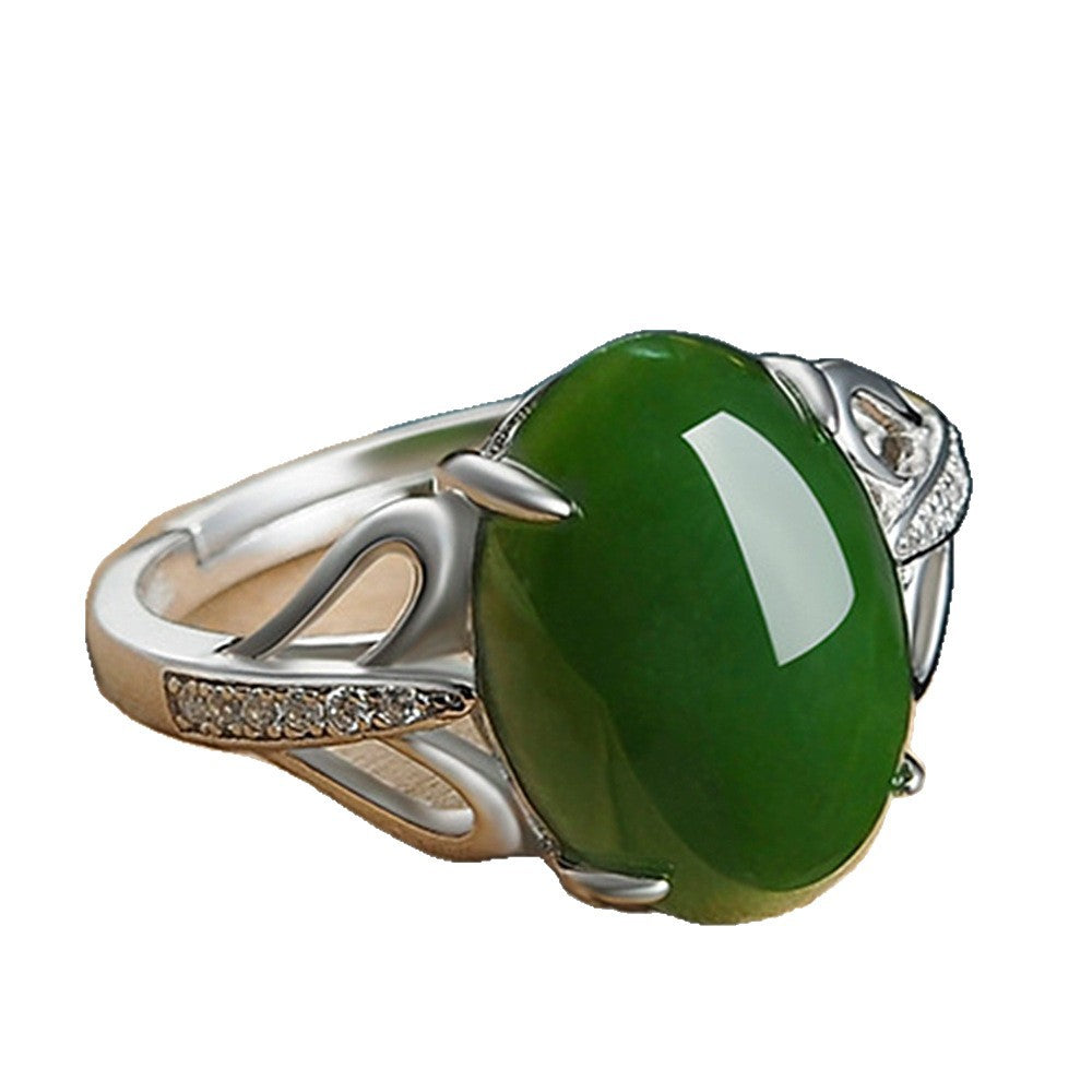 Variety Of Creative Green Agate Open Simple Retro Rings