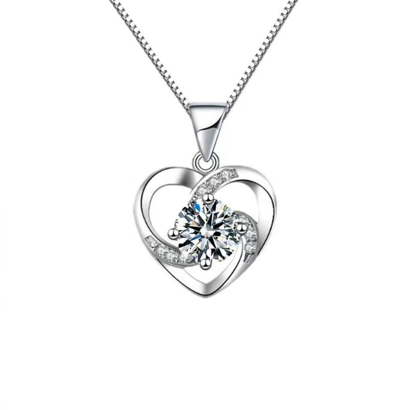Gem Female With Hearts Colorful Inlaid Diamond Design Necklaces