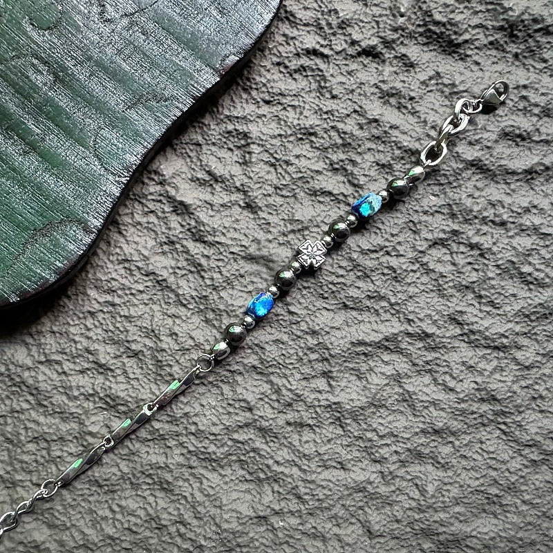 Gager Color Haematite Stainless Steel Stitching Design Bracelets