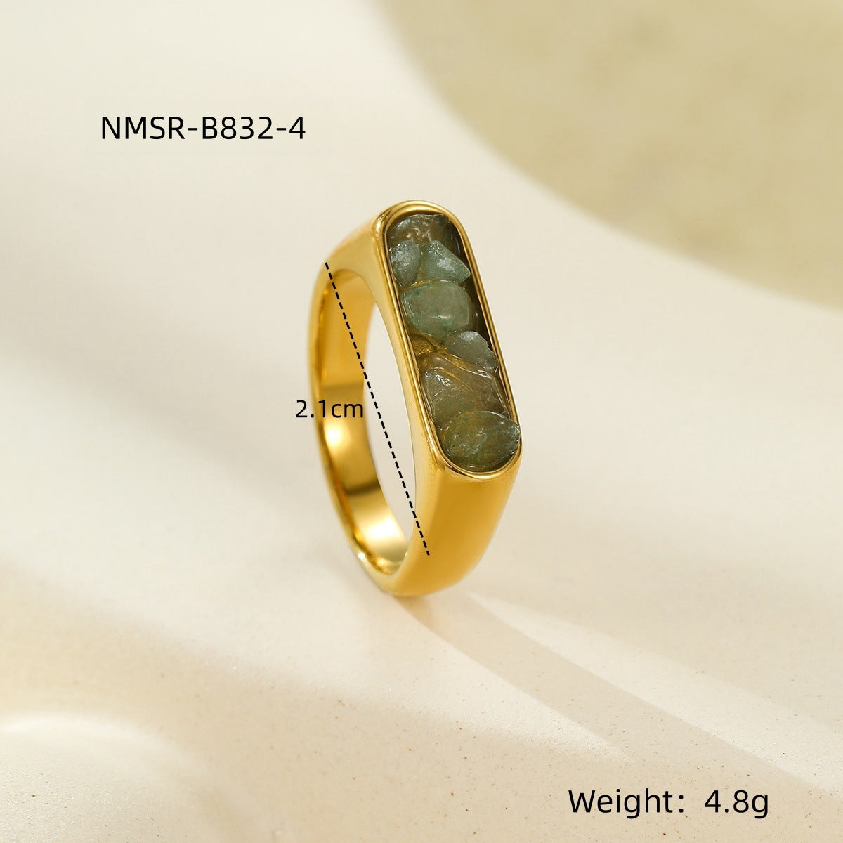 Natural Stone Exquisite Elegant Stainless Steel Rings