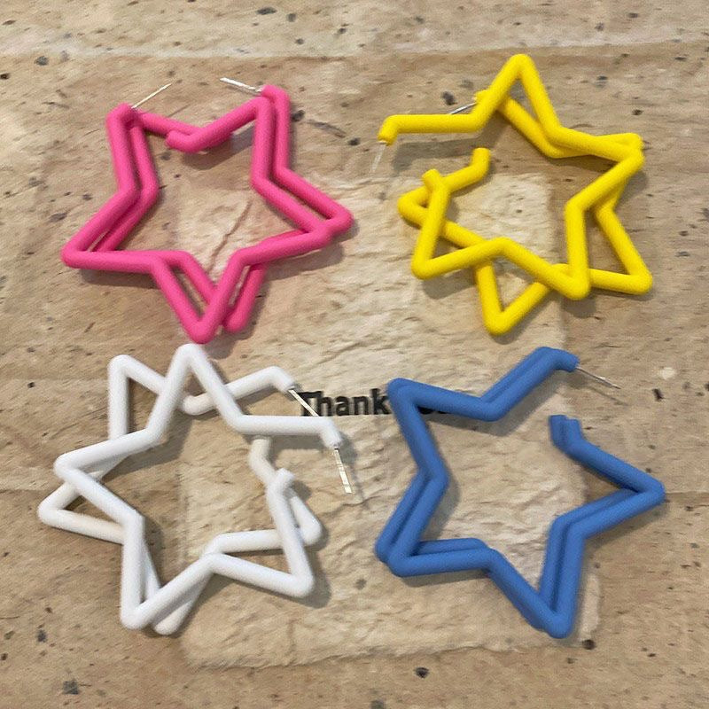 Style Candy Color Five-pointed Star Fashion Earrings