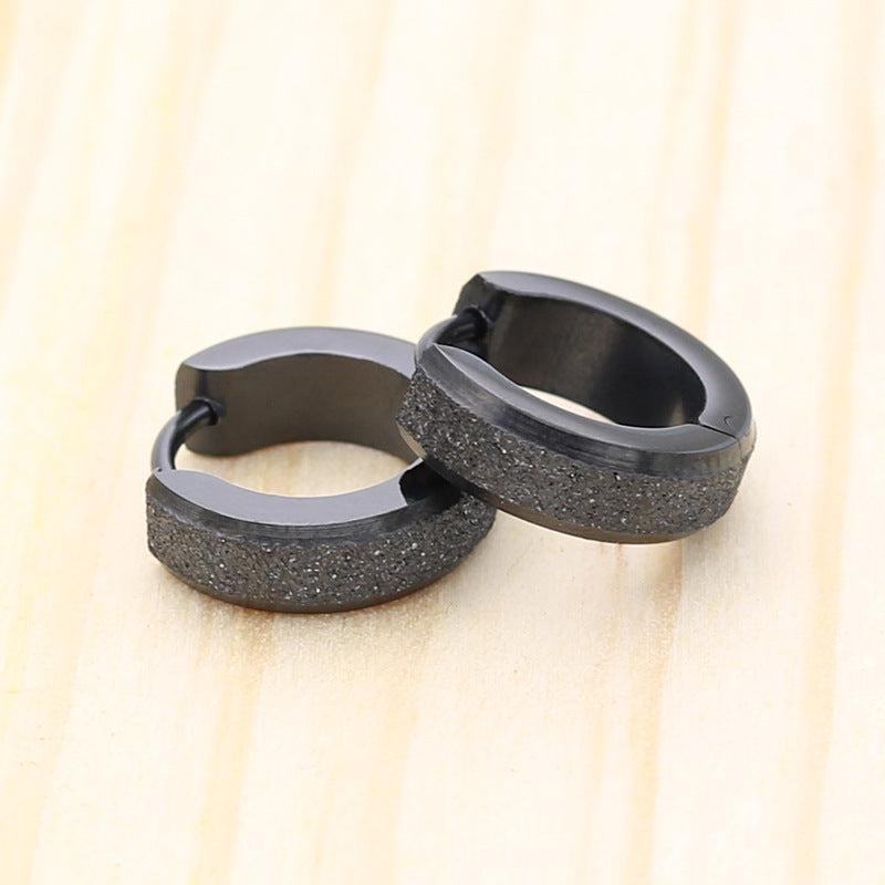 Men's Pressed Sand Bright Surface Frosted Gold Clip Circle Ear Buckle