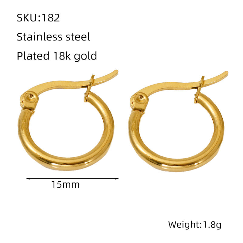 Women's Stainless Steel Round Coil Buckle Plated Fashionable Simple Ear Line