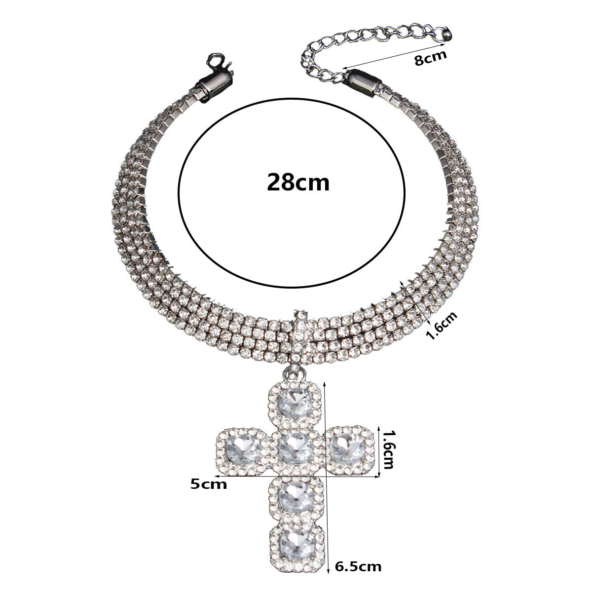 Women's Personalized Rhinestone Cross Exaggerated Hip Hop Pendants