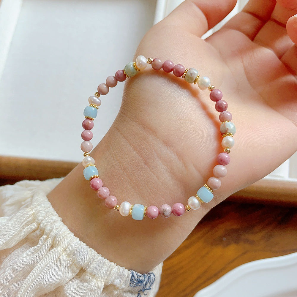 Natural Stone Crystal String Beads Style Design Dopamine Bracelet