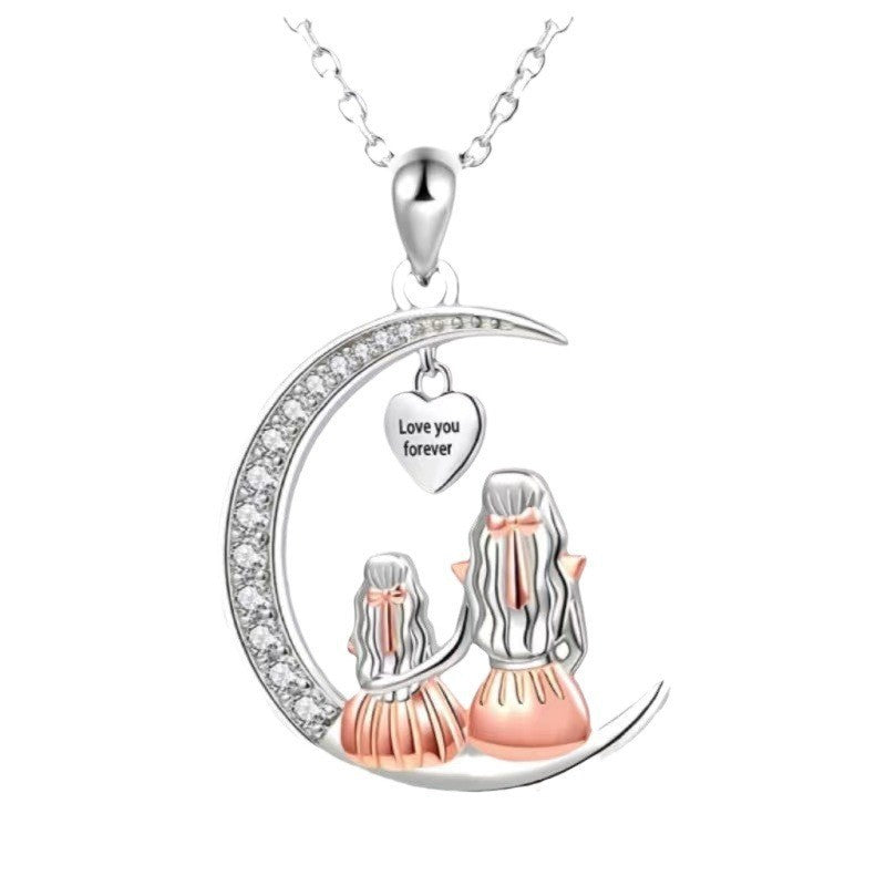 Women's Brocade Elegant Crescent Moon Personality Simple Mother's Necklaces