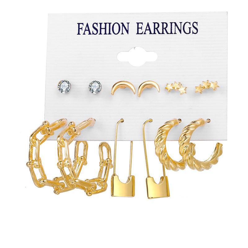 Women's Inlaid Pearl Creative French Retro Gold Ear Stud Earrings